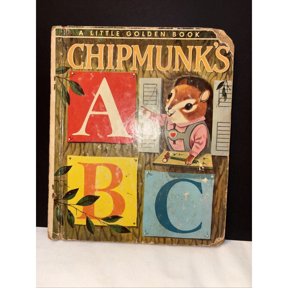 Vintage Little Golden Book Titled‎ "Chipmunks Abc" Illustrated By Richard Scarry